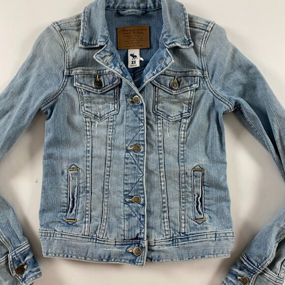 Abercrombie & Fitch Denim Jean Jacket Women's XS Blue Trucker Stretch - Picture 5 of 16
